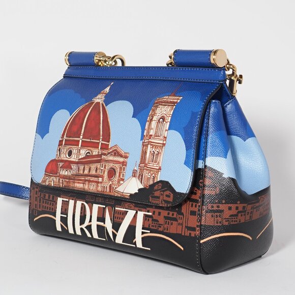 Dolce & Gabbana Firenze Miss Sicily Bag Blue Leather Top Handle - Picture 2 of 9